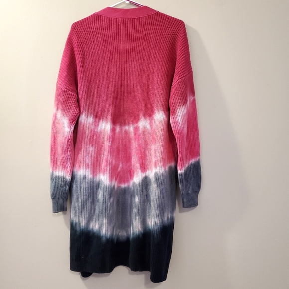 525 America (Revolve) - Cotton Ombre Tie Dye Style Open Front Cardigan - Size L - Picture 5 of 9